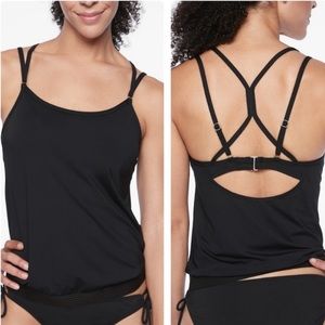 ATHLETA Cross Back Blousy Tankini 34D 34DD New